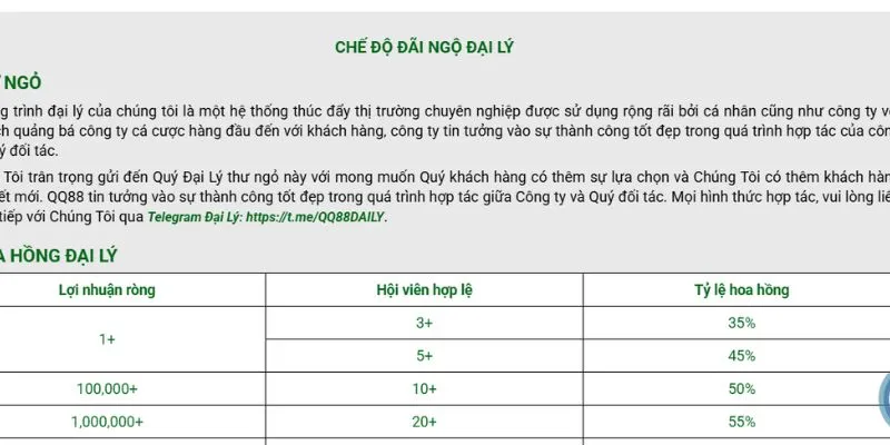 Đọc kỹ chế độ đãi ngộ đại lý QQ88