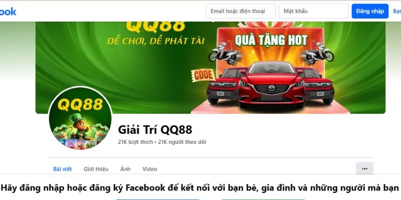 Fanpage đăng tin khuyến mãi của QQ88